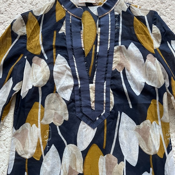Tory Burch Floral Long Sleeve Tunic Sz 4 - Picture 4 of 6